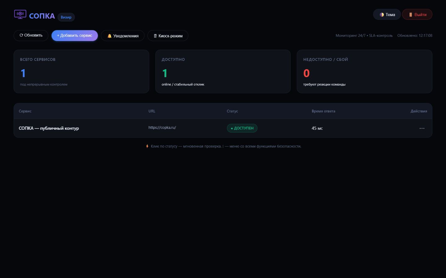 Интерфейс СОПКА.Визир версии 2.0.0